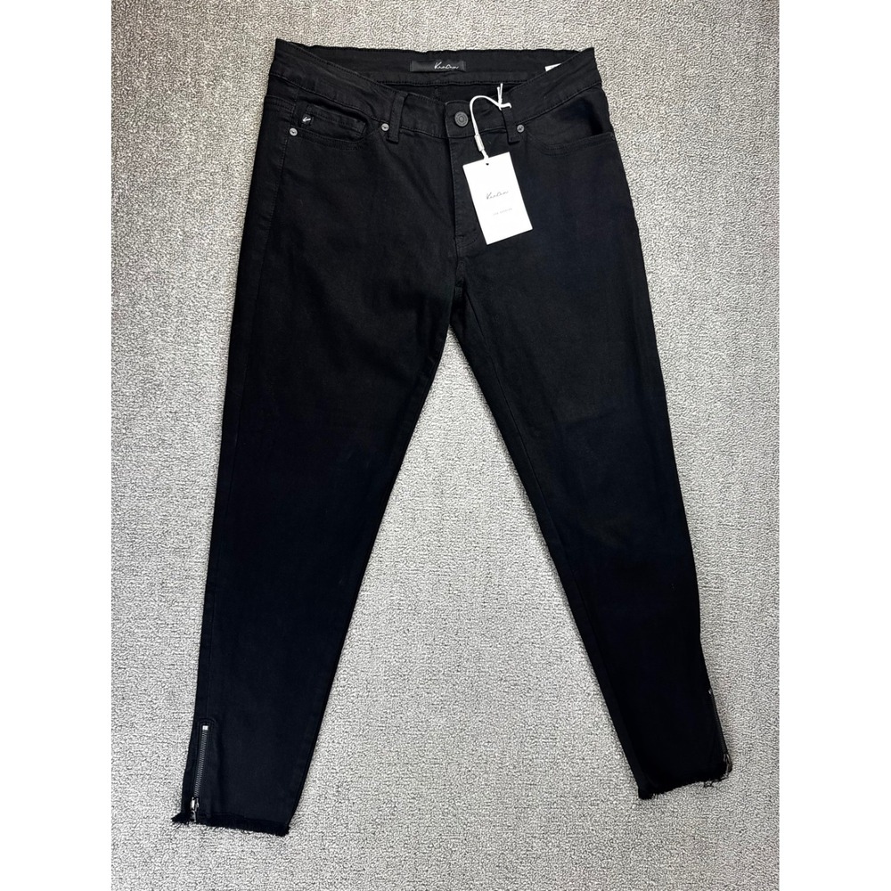 KanCan Jeans Size 11 29 Black Skinny Ankle Zip Frayed Hem Moto KC6051BK NEW